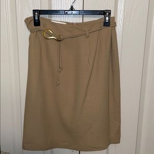Tan Midi Skirt with Belt Detail